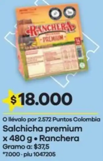 Éxito Salchicha premium x 480 g Ranchera oferta