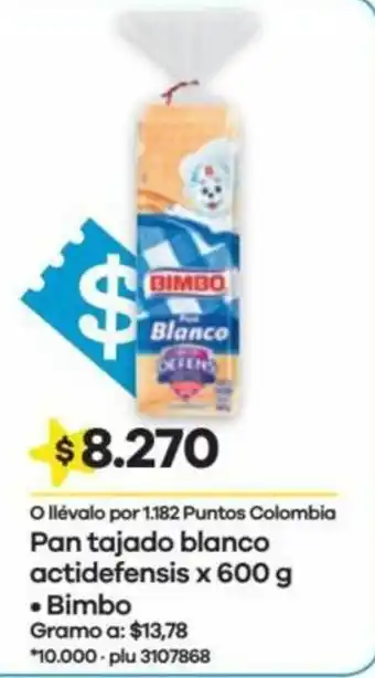 Éxito Pan tajado blanco actidefensis x 600 g BIMBO oferta