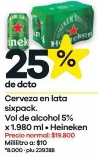 Éxito Cerveza en lata sixpack. Vol de alcohol 5% x 1.980 ml. Heineken oferta