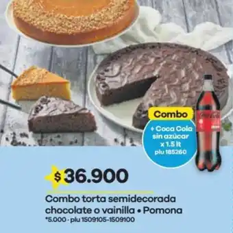 Éxito Combo torta semidecorada chocolate o vainilla • Pomona oferta