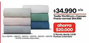 Éxito Toalla 70x150 cm - Cannon. oferta