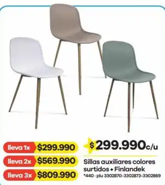 Éxito Sillas auxiliares colores surtidos • Finlandek oferta
