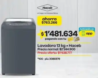 Éxito Lavadora 13 kg • Haceb oferta