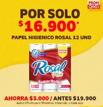 Oxxo PAPEL HIGIENICO ROSAL 12 UND oferta