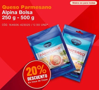 Makro Queso Parmesano Alpina Bolsa 250 g - 500 g oferta