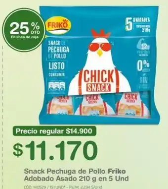 Makro Snack Pechuga de Pollo Friko Adobado Asado 210 g en 5 Und oferta