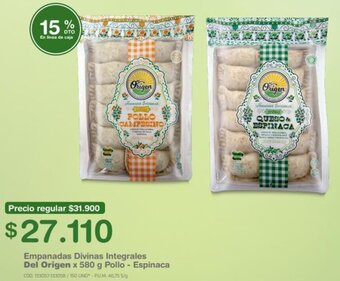 Makro Empanadas Divinas Integrales Del Origen x 580 g Pollo - Espinaca oferta