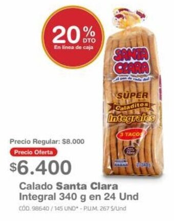 Makro Calado Santa Clara Integral 340 g en 24 Und oferta