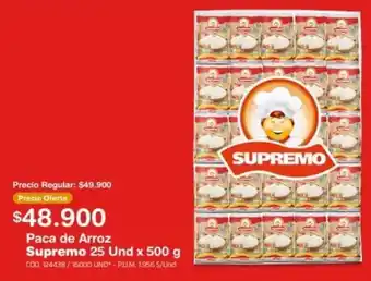 Makro Paca de Arroz Supremo 25 Und x 500 g oferta