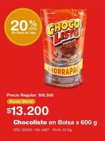 Makro Chocolisto en Bolsa x 600 g oferta