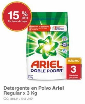 Makro Detergente en Polvo Ariel Regular x 3 Kg oferta