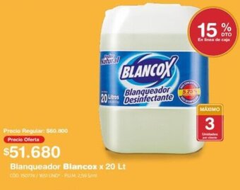Makro Blanqueador Blancox x 20 Lt oferta