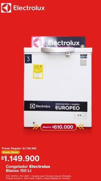 Makro Congelador Electrolux Blanco 150 Lt oferta