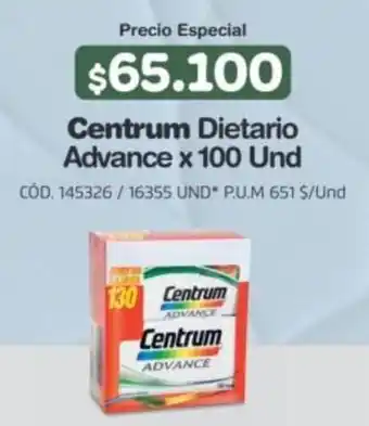 Makro Centrum Dietario Advance x 100 Und oferta