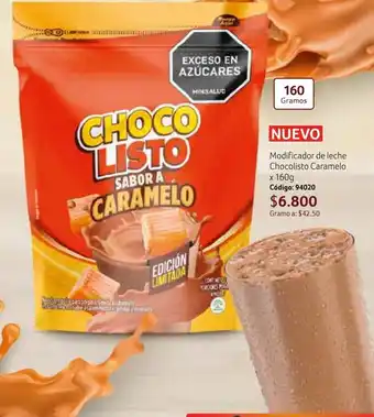 Nova Venta Modificador de leche Chocolisto Caramelo x 160g Código: 94020 oferta