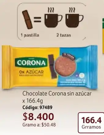 Nova Venta Chocolate Corona sin azúcar X 166,4G oferta