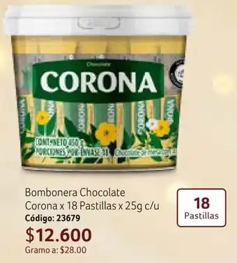 Nova Venta Bombonera Chocolate Corona x 18 Pastillas x 25g c/u Código: 23679 oferta