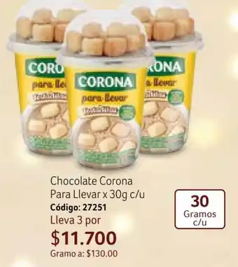 Nova Venta Chocolate Corona Para Llevar x 30g c/u Código: 27251 Lleva 3 oferta