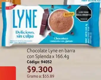 Chocolate Lyne en barra con Splenda x 166.4g Código: 94052