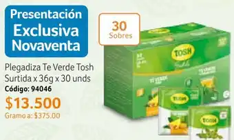 Nova Venta Plegadiza Te Verde Tosh Surtida x 36g x 30 unds Código: 94046 oferta