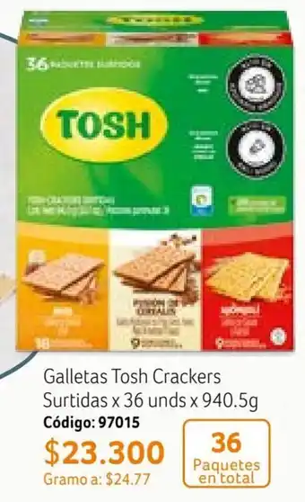 Nova Venta Galletas Tosh Crackers Surtidas x 36 unds x 940.5g Código: 97015 oferta