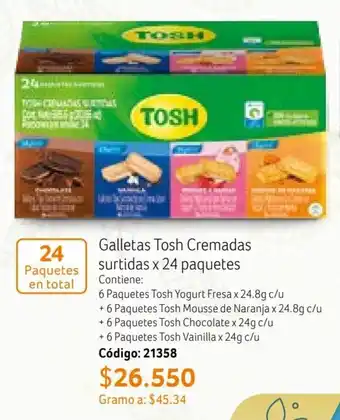 Galletas Tosh Cremadas surtidas x 24 paquetes
