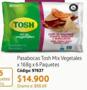Nova Venta Pasabocas Tosh Mix Vegetales x 168g x 6 Paquetes oferta