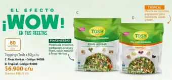 Nova Venta Toppings Tosh x 80g c/u oferta