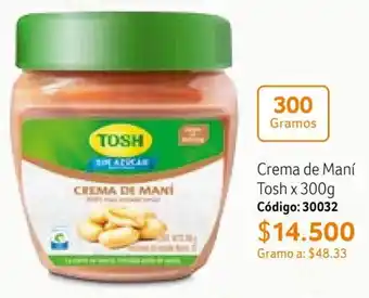 Nova Venta Crema de Maní Tosh x 300g Código: 30032 oferta