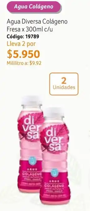 Nova Venta Agua Diversa Colágeno Fresa x 300ml c/u Código: 19789 Lleva 2 por oferta