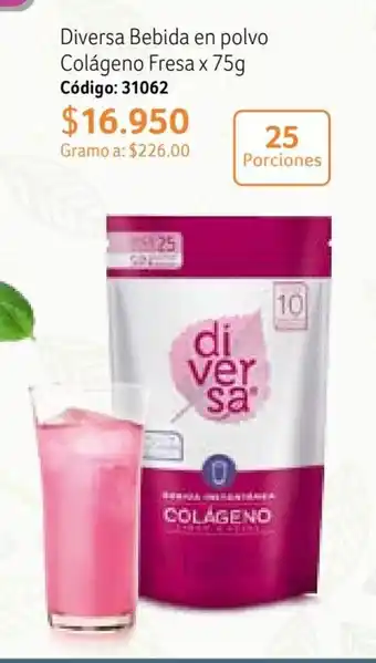 Diversa Bebida en polvo Colágeno Fresa x 75g Código: 31062