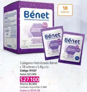 Nova Venta Colágeno Hidrolizado Bénet x 18 sobres x 5.8g c/u oferta