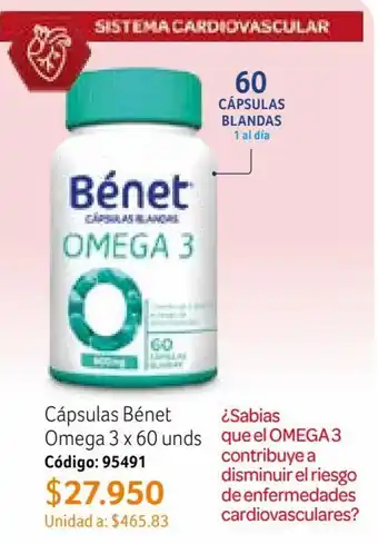 Nova Venta Cápsulas Bénet Omega 3 x 60 unds Código: 95491 oferta