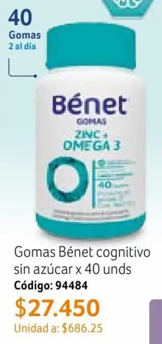 Nova Venta Gomas Bénet cognitivo sin azúcar x 40 unds Código: 94484 oferta