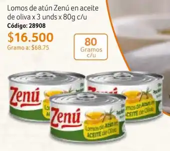 Nova Venta Lomos de atún Zenú en aceite de oliva x 3 unds x 80g c/u Código: 28908 oferta
