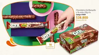 Nova Venta Chocolatina Gol Barquillo x 16 unds x 35g c/u Código: 97659 oferta