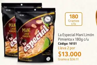 Nova Venta La Especial Maní Limón Pimientax 180g c/u Código: 16151 Lleva 2 por oferta