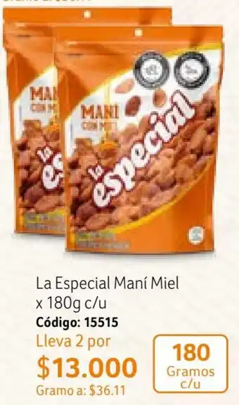 Nova Venta La Especial Maní Miel x 180g c/u Código: 15515 oferta