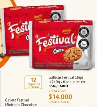 Galletas Festival Chips x 240g x 6 paquetes c/u Código: 14084 Lleva 2 por