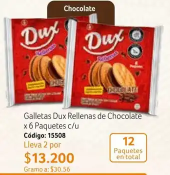 Galletas Dux Rellenas de Chocolate x 6 Paquetes c/u Código: 15508 Lleva 2 por