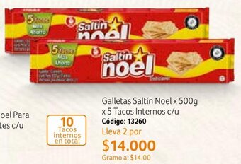 Nova Venta Galletas Saltín Noel x 500g x 5 Tacos Internos c/u oferta