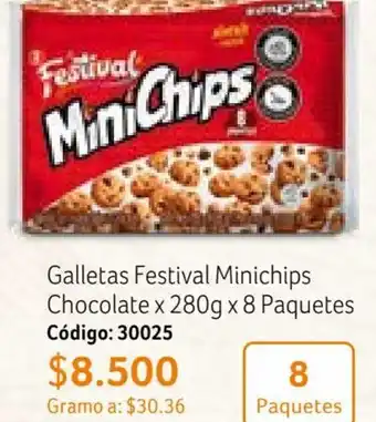 Nova Venta Galletas Festival Minichips Chocolate x 280g x 8 Paquetes Código: 30025 oferta