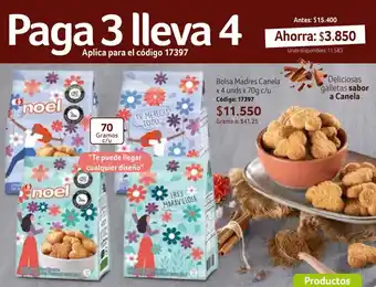 Nova Venta Bolsa Madres Canela x 4 unds x 70g c/u Código: 17397 oferta