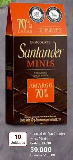 Nova Venta Chocolate Santander 70% Minis Código: 94038 oferta