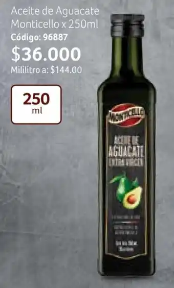 Nova Venta Aceite de Aguacate Monticello x 250ml Código: 96887 oferta