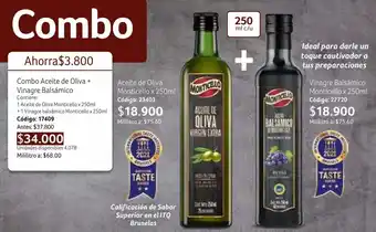 Nova Venta Combo Aceite de Oliva + + 1 Vinagre balsámico Monticello x 250ml oferta
