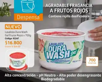 Nova Venta Lavaloza Dura Wash Gel Frutos Rojos x 700g Código: 93247 oferta
