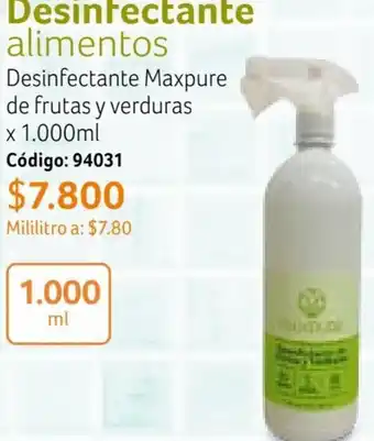 Nova Venta Desinfectante Maxpure de frutas y verduras x 1.000ml oferta