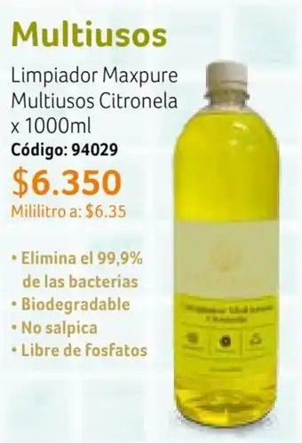 Nova Venta Multiusos Limpiador Maxpure Multiusos Citronela x 1000ml Código: 94029 oferta