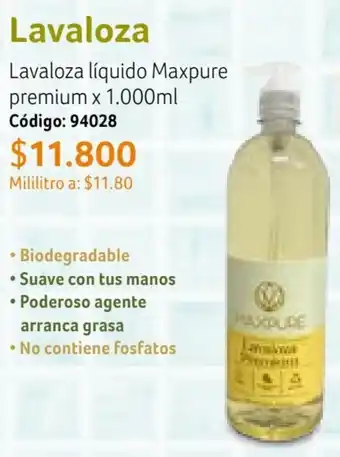 Nova Venta Lavaloza líquido Maxpure premium x 1.000ml Código: 94028 oferta